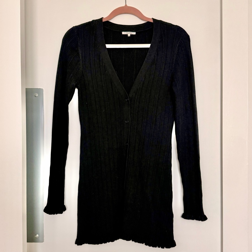 Women's Black Tularosa Size Medium M Ribbed Cardigan Sweater Long sleeve casual